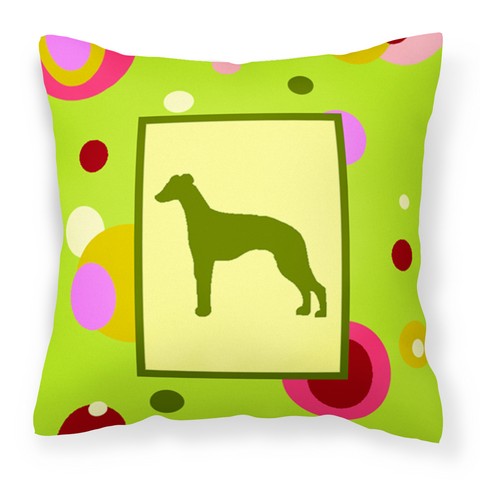Lime Green Dots Whippet Fabric Decorative Pillow