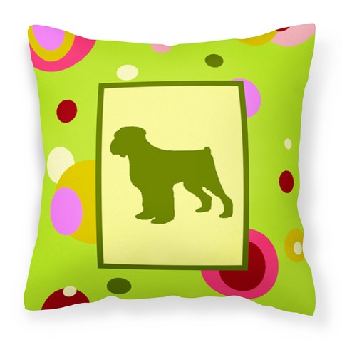 Lime Green Dots Black Russian Terrier Fabric Decorative Pillow - 14 x 3 x 14 in.