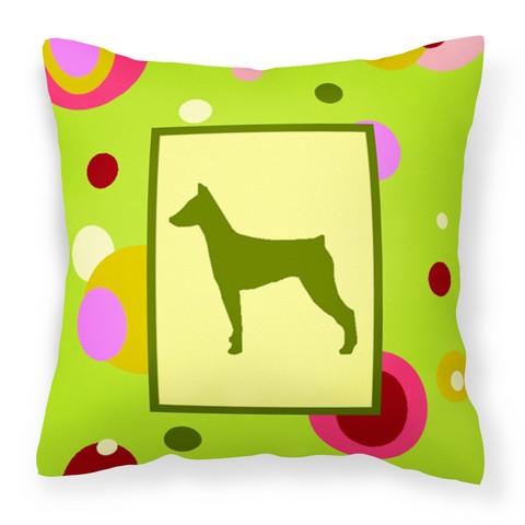 Lime Green Dots German Pinscher Fabric Decorative Pillow