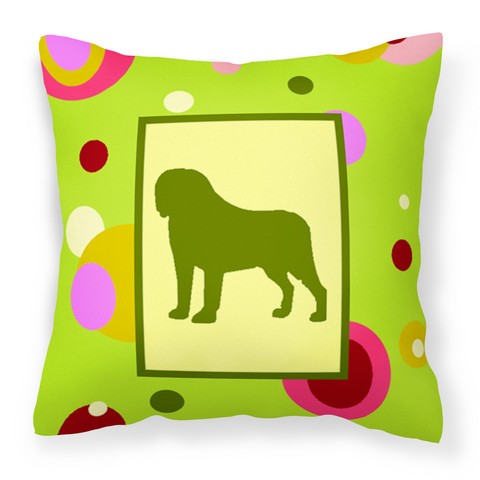 Lime Green Dots Saint Bernard Fabric Decorative Pillow - 14 x 3 x 14 in.