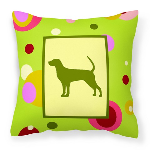 Lime Green Dots Coonhound Fabric Decorative Pillow - 14 x 3 x 14 in.