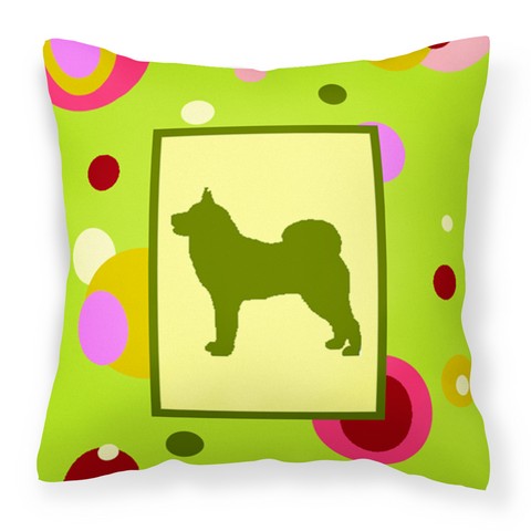Lime Green Dots Karelian Bear Dog Fabric Decorative Pillow