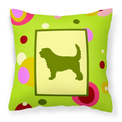 Lime Green Dots Otterhound Fabric Decorative Pillow