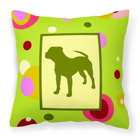Lime Green Dots Pit Bull Fabric Decorative Pillow
