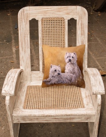 Westies Fabric Decorative Pillow - 14 x 3 x 14 in. - Multi-colored
