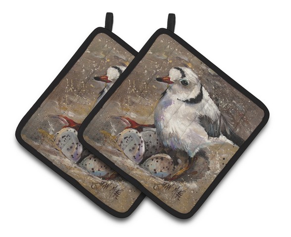 Piping Plover Pair of Pot Holders - 7.5 x 3 x 7.5 in.