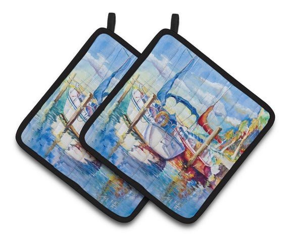 Towering Q Sailboats Pair of Pot Holders