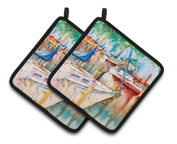 Gazebo & Sailboats Pair of Pot Holders