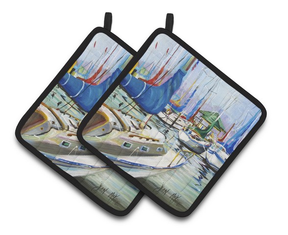 Day Break Sailboats Pair of Pot Holders 7.5 x 3 x 7.5 in.