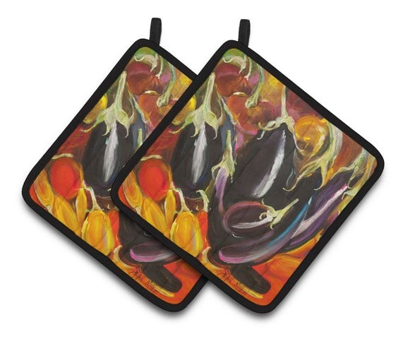 Eggplant Pair of Pot Holders - 7.5 x 3 x 7.5 in.