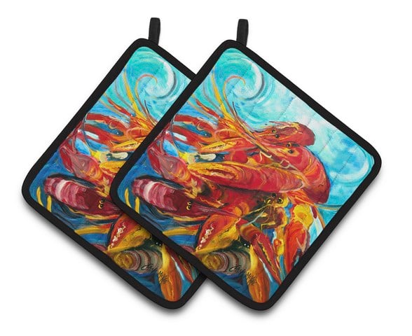 Crawfish Pair of Pot Holders - 7.5 x 3 x 7.5 in.