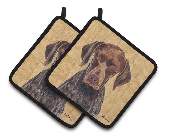 Picture of Carolines Treasures SC9117PTHD German Shorthaired Pointer Wipe Your Paws Pair of Pot Holders, 7.5 x 3 x 7.5 in.