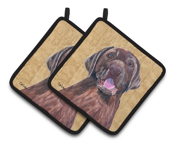 Picture of Carolines Treasures SC9127PTHD Labrador Wipe Your Paws Pair of Pot Holders, 7.5 x 3 x 7.5 in.