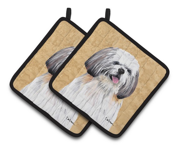 Picture of Carolines Treasures SC9128PTHD Shih Tzu Wipe Your Paws Pair of Pot Holders, 7.5 x 3 x 7.5 in.