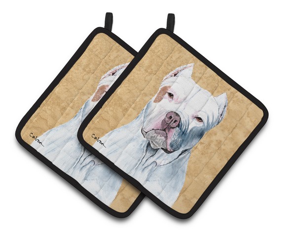 Picture of Carolines Treasures SC9130PTHD Pit Bull Wipe Your Paws Pair of Pot Holders, 7.5 x 3 x 7.5 in.
