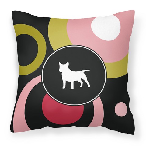 Retro Dots Bull Terrier Fabric Decorative Pillow