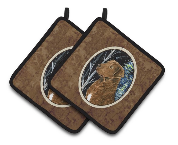 Picture of Carolines Treasures SS8411PTHD Starry Night Chesapeake Bay Retriever Pair of Pot Holders, 7.5 x 3 x 7.5 in.