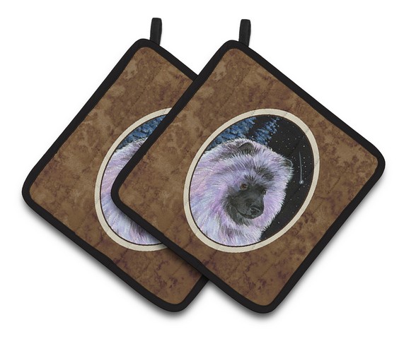 Picture of Carolines Treasures SS8412PTHD Starry Night Keeshond Pair of Pot Holders, 7.5 x 3 x 7.5 in.