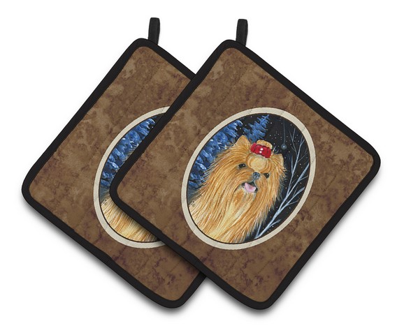 Picture of Carolines Treasures SS8413PTHD Starry Night Yorkie Pair of Pot Holders, 7.5 x 3 x 7.5 in.