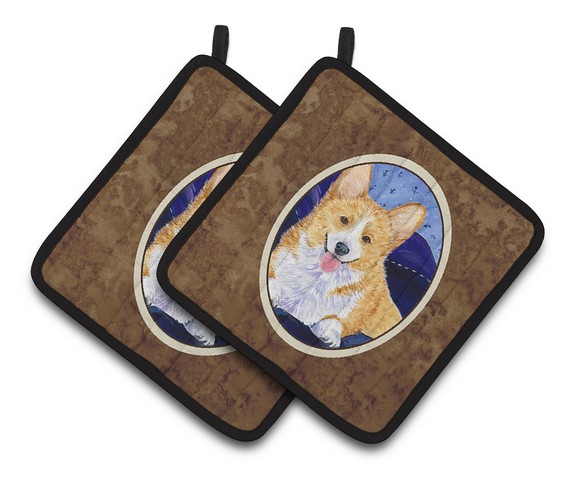 Picture of Carolines Treasures SS8414PTHD Corgi Pair of Pot Holders, 7.5 x 3 x 7.5 in.