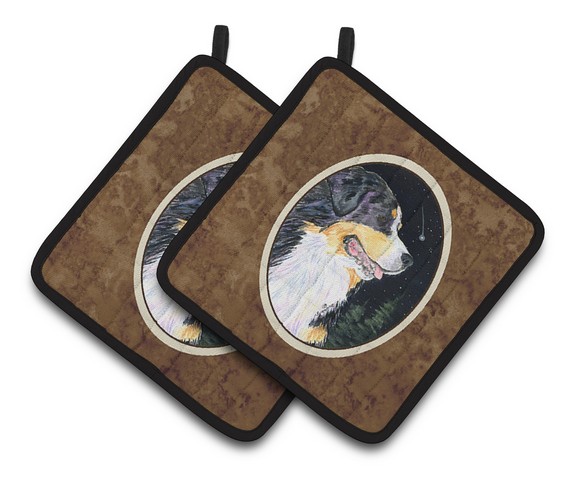 Picture of Carolines Treasures SS8512PTHD Starry Night Bernese Mountain Dog Pair of Pot Holders, 7.5 x 3 x 7.5 in.