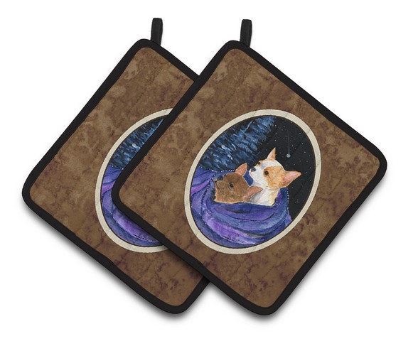 Picture of Carolines Treasures SS8513PTHD Starry Night Chihuahua Pair of Pot Holders, 7.5 x 3 x 7.5 in.