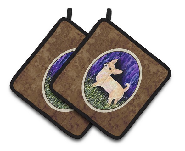 Picture of Carolines Treasures SS8514PTHD Starry Night Chihuahua Pair of Pot Holders, 7.5 x 3 x 7.5 in.
