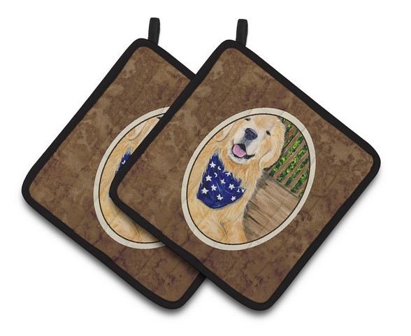 Picture of Carolines Treasures SS8972PTHD Golden Retriever Pair of Pot Holders, 7.5 x 3 x 7.5 in.