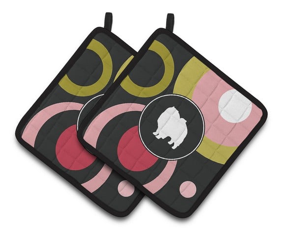 Keeshond Pair of Pot Holders 7.5 x 3 x 7.5 in.