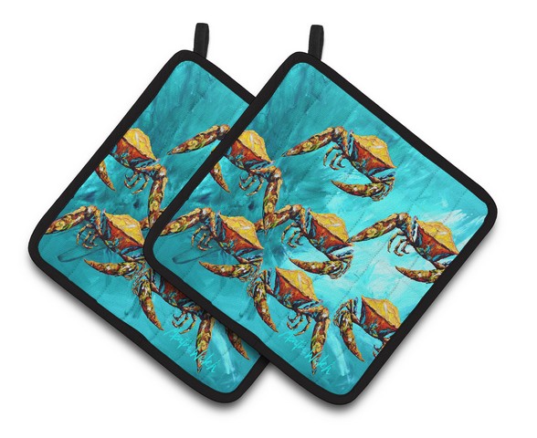 Crab Lotta Crabs Pair of Pot Holders - 7.5 x 3 x 7.5 in.