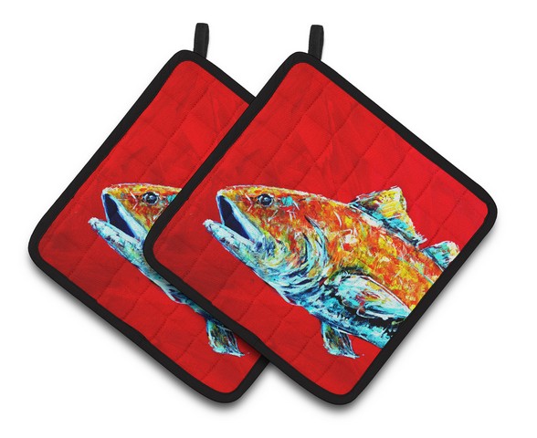 MW1141APTHD Red Fish Alphonzo Head Pair of Pot Holders, 7.5 x 3 x 7.5 in.