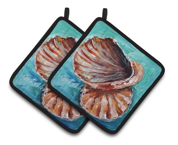 Shells not in a row Pair of Pot Holders - 7.5 x 3 x 7.5 in.