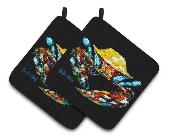 Sand Dance Turtle Pair of Pot Holders - 7.5 x 3 x 7.5 in.
