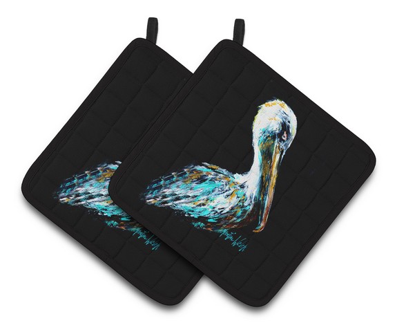 MW1164PTHD Dressed in Black Pelican Pair of Pot Holders, 7.5 x 3 x 7.5 in.