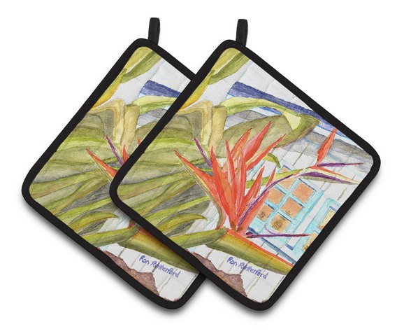 Picture of Carolines Treasures RDR2005PTHD Flower - Bird of Paradise Pair of Pot Holders, 7.5 x 3 x 7.5 in.