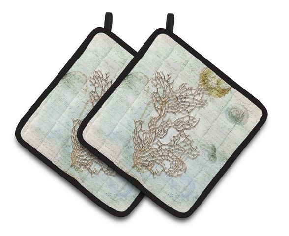 Picture of Carolines Treasures SB3040PTHD Coral Pair of Pot Holders, 7.5 x 3 x 7.5 in.