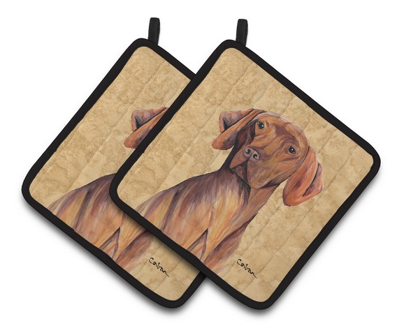 Picture of Carolines Treasures SC9132PTHD Vizsla Wipe Your Paws Pair of Pot Holders, 7.5 x 3 x 7.5 in.