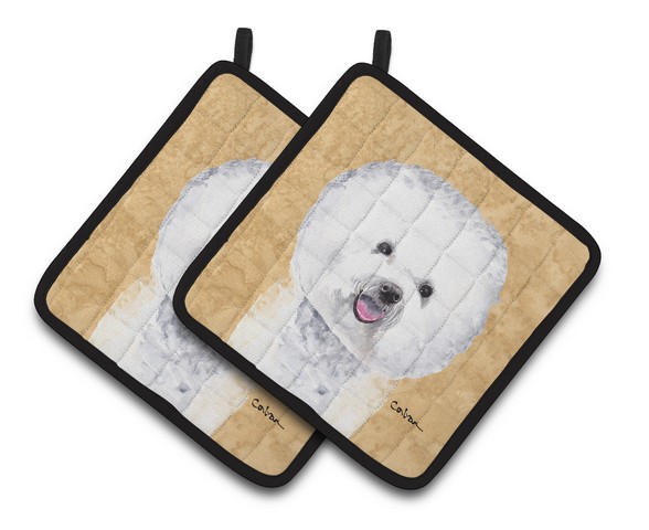 Picture of Carolines Treasures SC9135PTHD Bichon Frise Wipe Your Paws Pair of Pot Holders, 7.5 x 3 x 7.5 in.