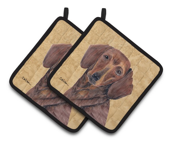 Picture of Carolines Treasures SC9137PTHD Dachshund Wipe Your Paws Pair of Pot Holders, 7.5 x 3 x 7.5 in.