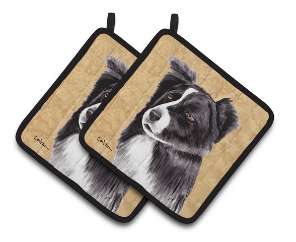 Picture of Carolines Treasures SC9138PTHD Border Collie Wipe Your Paws Pair of Pot Holders, 7.5 x 3 x 7.5 in.