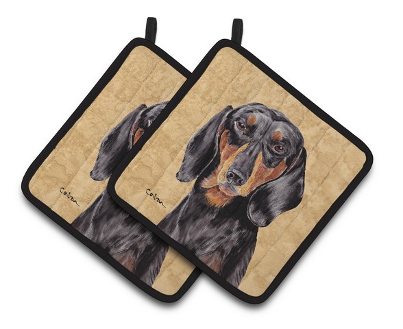 Picture of Carolines Treasures SC9139PTHD Dachshund Wipe Your Paws Pair of Pot Holders, 7.5 x 3 x 7.5 in.