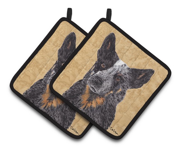 Picture of Carolines Treasures SC9141PTHD Australian Cattle Dog Wipe Your Paws Pair of Pot Holders, 7.5 x 3 x 7.5 in.