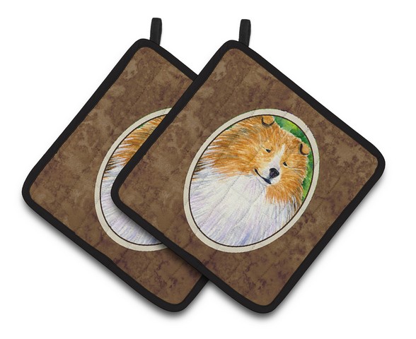 Picture of Carolines Treasures SS1003PTHD Sheltie Pair of Pot Holders, 7.5 x 3 x 7.5 in.