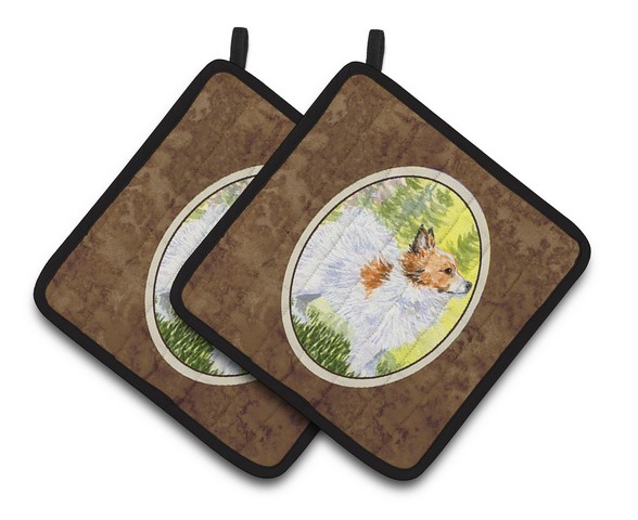 Picture of Carolines Treasures SS1029PTHD Papillon Pair of Pot Holders, 7.5 x 3 x 7.5 in.