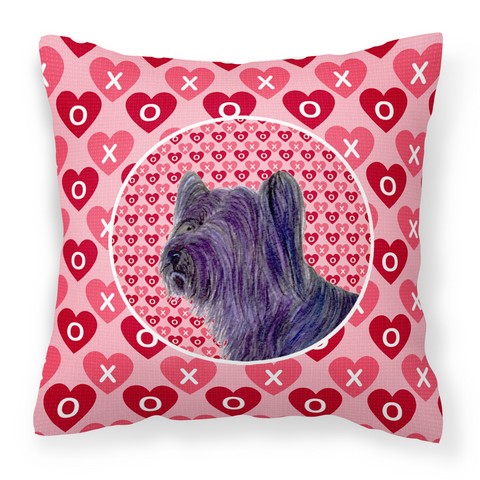 Skye Terrier Hearts Love & Valentines Day Portrait Fabric Decorative Pillow