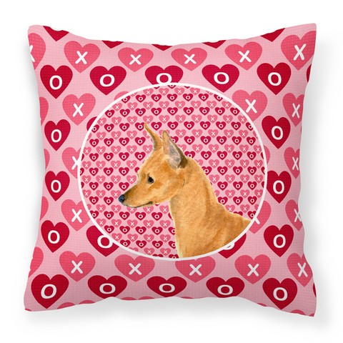 SS4466PW1414 Min Pin Hearts Love & Valentines Day Portrait Fabric Decorative Pillow, 14 x 3 x 14 in.
