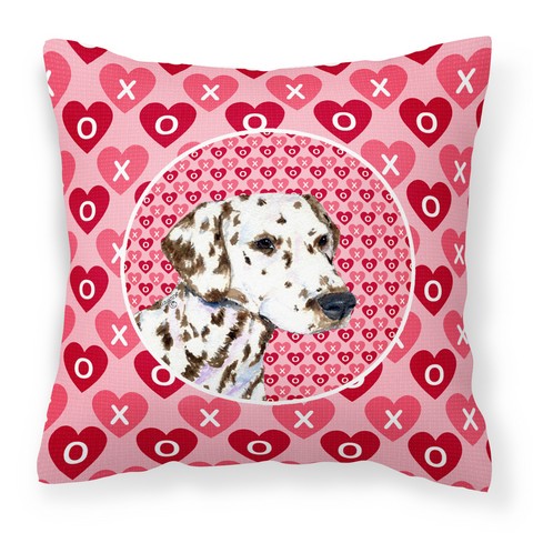 SS4469PW1414 Dalmatian Hearts Love & Valentines Day Portrait Fabric Decorative Pillow, 14 x 3 x 14 in.