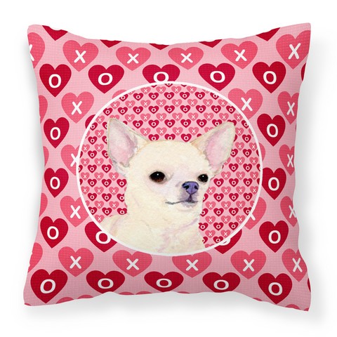 SS4472PW1414 Chihuahua Hearts Love & Valentines Day Portrait Fabric Decorative Pillow, 14 x 3 x 14 in.