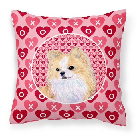 SS4473PW1414 Chihuahua Hearts Love & Valentines Day Portrait Fabric Decorative Pillow, 14 x 3 x 14 in.