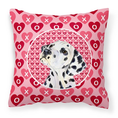 Dalmatian Hearts Love & Valentines Day Portrait Fabric Decorative Pillow 14 x 3 x 14 in.